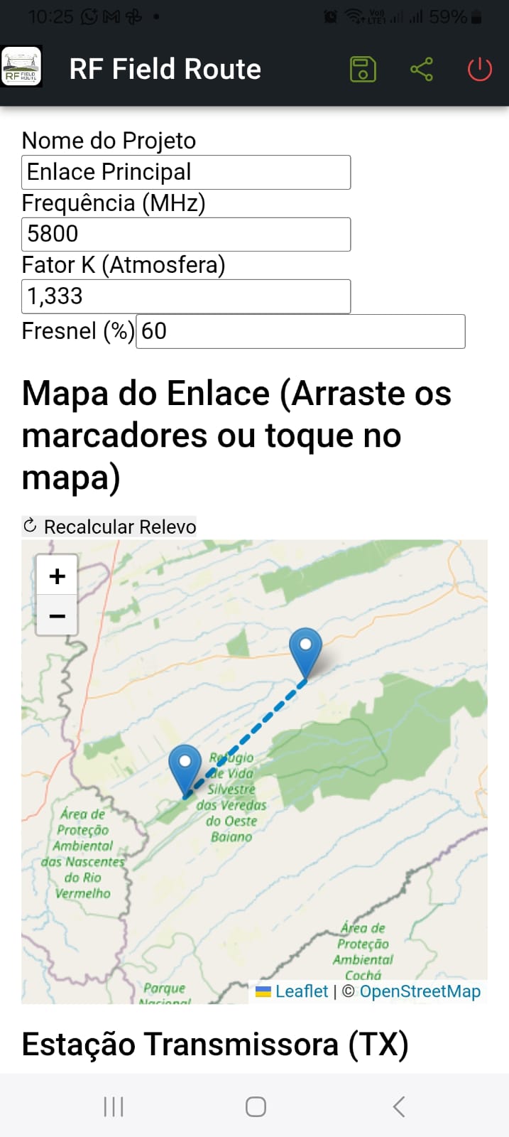 Screenshot 1 - RF Field Route