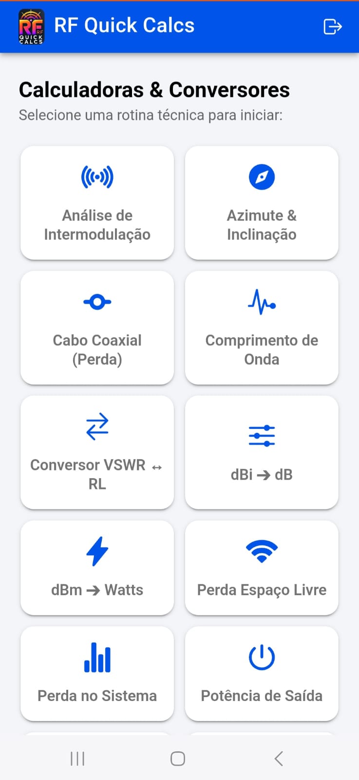 Screenshot 1 - RF Quick Calcs